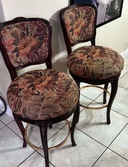 Pair Of Vintage Upholstered Bar Stools