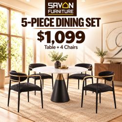 5-Piece Dining Set - Table + 4 Chairs