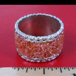 VINTAGE STERLING SILVER  REAL CORAL REEF RING SIZE 7