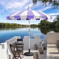 8Ft Patio Pagoda Umbrella, UV Protect Pool Umbrellas with Heavy Duty Pole, Outdoor Market Umbrella