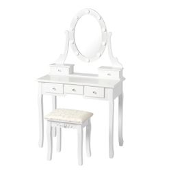 White Make Up Vanity W/ Stool 