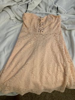 Pink floral mini laced dress