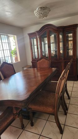 Dining table and china cabinet