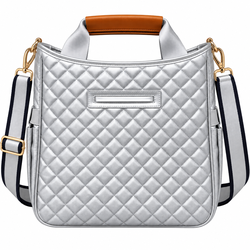 Lug Silver Crossbody Bag Top Handle Zip Adjustable Detachable Strap Pockets