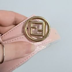 Fendi Designer Pink Leather Belt With Gold Metal Buckle *Read Description Fully!*