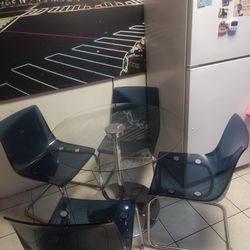 ✨ Round Crystal Dining Set – Light-Up Table! ✨/ Comedor Redondo De Cristal Con Luces