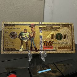 24k Gold Plated Woody Buzz Toy Story Disney Banknote