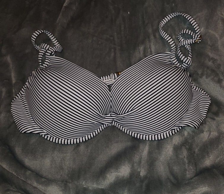 Black and white Pinstriped bikini top (appx size medium) , BEST OFFER