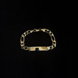 14k Gold Figaro Name Plate Bracelet 