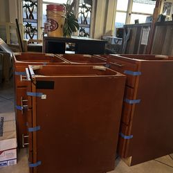 Glass table and wooden drawer