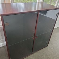 Short Cabinet w/glass Doors And Shelves
