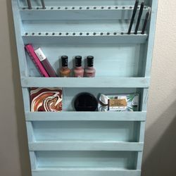 Handmade Wooden Rustic Makeup / Nail Rack. 