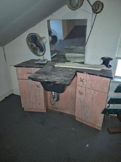 Vintage Salon Vanity Cabinet with Sink