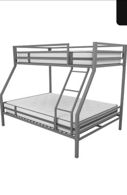 Gray metal bunk bed twin over full