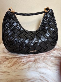 Bebe Black Woven Hobo Shoulder Bag