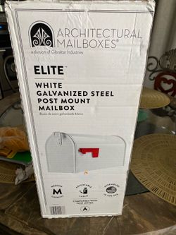 Architectural Mailboxes Elite White Steel Post Mount Mailbox