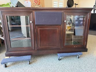 60” Dark Wood TV Stand Media Console Cabinet