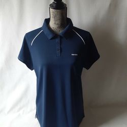 Reebok women's navy blue short sleeve activewear polo shirt size XL 
