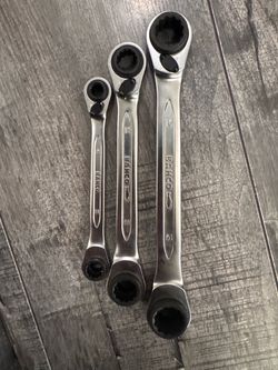 Bahco S4RM/3T Ratcheting ring wrench Set 3 Piece metric 6, 8, 10, 11, 12, 13, 14, 15, 16, 17, 18, 19mm 4 sizes per wrench Fe11)