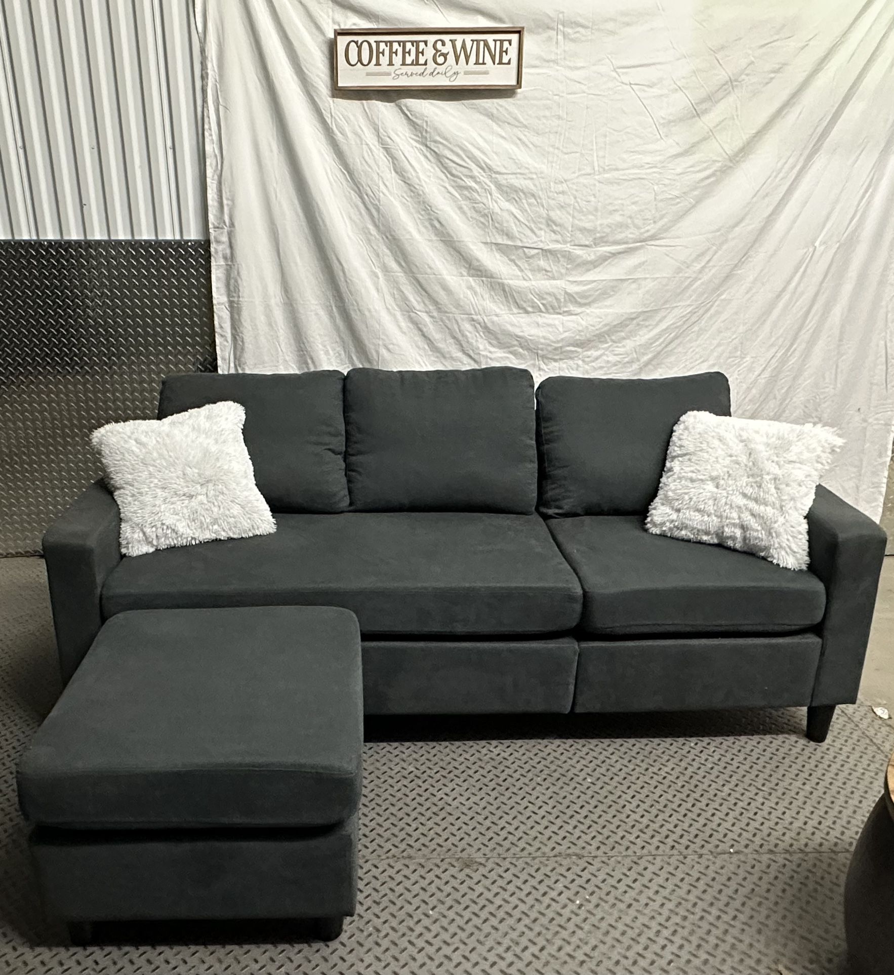 Free Delivery - Sectional couch with moveable ottoman