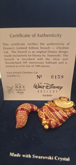 Swarovski Crystal Disney Cheshire Cat Brooch Pin 50th Anniversary