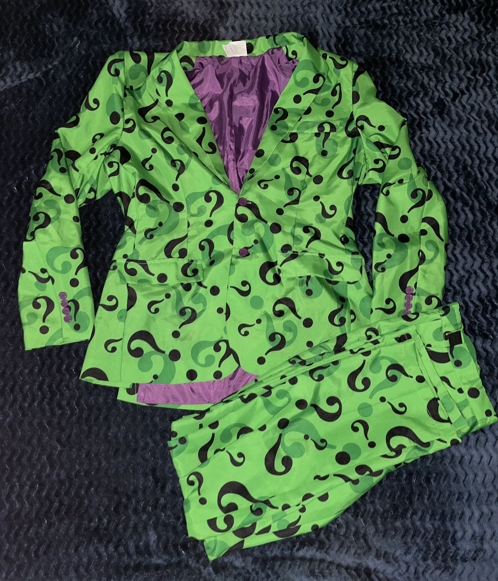 SPIRIT DC Comics RIDDLER SUIT Jacket/Pants HALLOWEEN COSTUME Sz L (TIE MISSING)