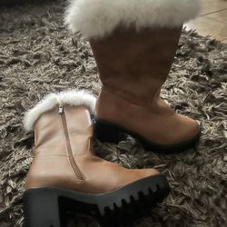 Brown Boots Brand New W/“Fur” Trim