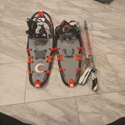 Snow Shoes - New, Adult, With Poles And Bag 