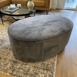 Gray Velvet Footrest / Ottoman