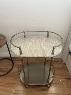 Executive Marble & Gold Whiskey Table/Bar Cart/Drink Table/Marble Table