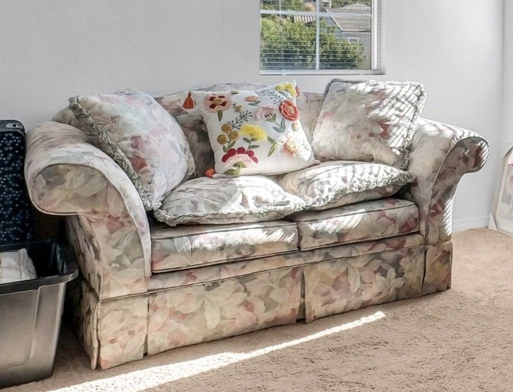 Pastel Flower Print Loveseat Sofa