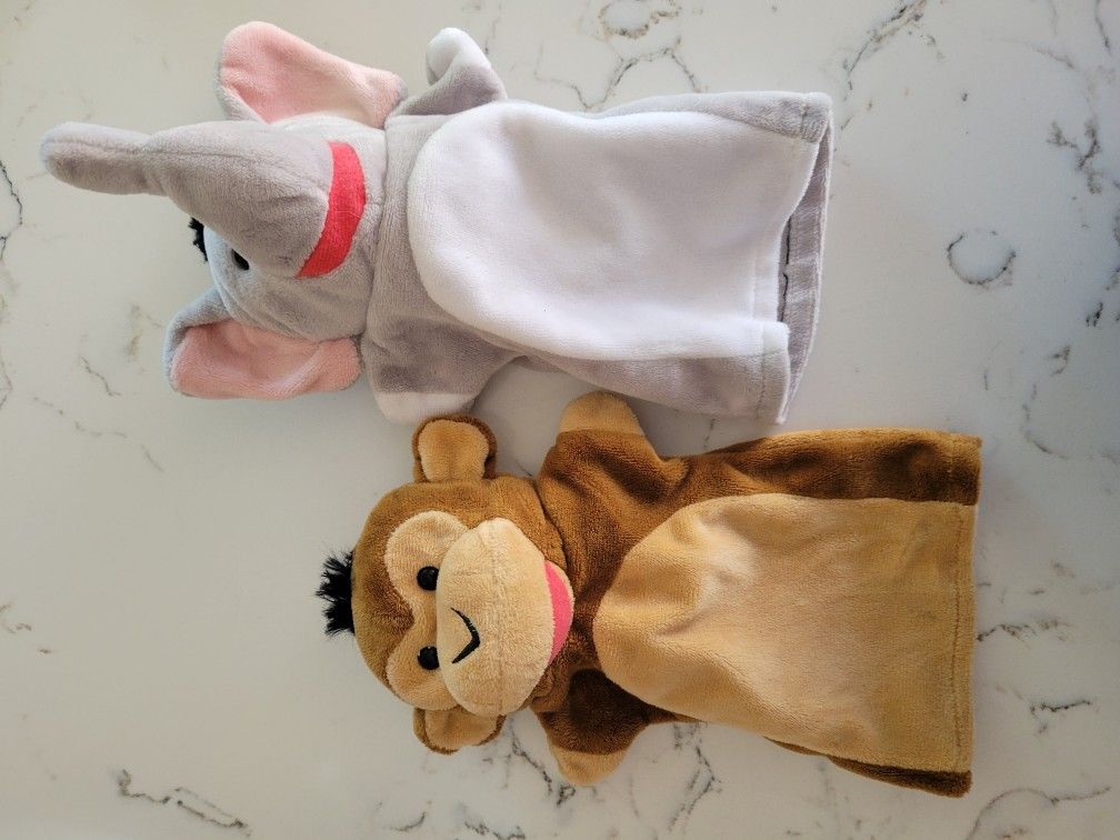 MONKEY AND ELEPHANT PUPPETS SEE DESCRIPTION