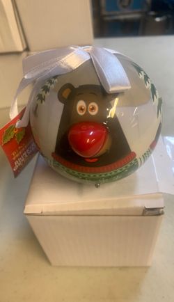Blinking Black Bear Christmas Ornament Plastic And Comes With 3 Batteries