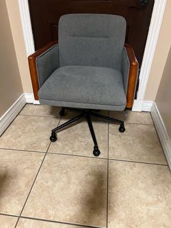 Mid-Century Modern Gray Swivel Office Chair