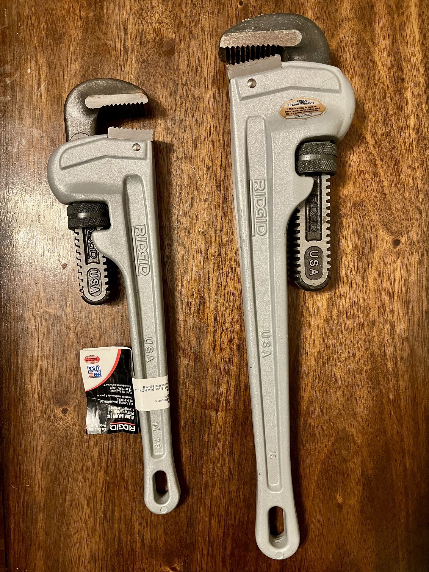 Pair Of Ridgid Aluminum Pipe Wrenches