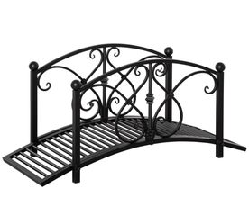 Outsunny Garden Bridge 3.3FT, Decorative Classic Backyard Pond Bridge with Safety Railings Black