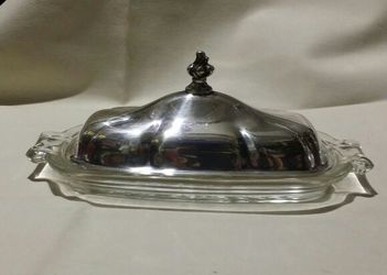 Silverplated Butter Dish with Glass Dish
