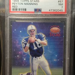 Peyton Manning Rookie #4956 of 8799 RED 1998 Topps Stars #67 Indianapolis Colts Denver Broncos PSA 7
