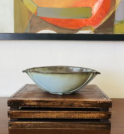 Frankoma Pottery Woodland Moss #201 Fruit/Serving Oval Scalloped Bowl