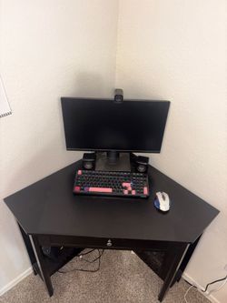 Black Corner Desk with Drawer