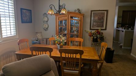 Dining table and hutch