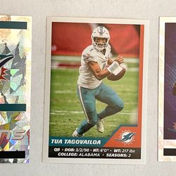 2021 3- Lots Panini NFL Stickers and Card Tua Tagovailoa 