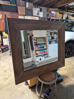 Rustic Farmhouse Wall Mirror, Solid Wood Frame