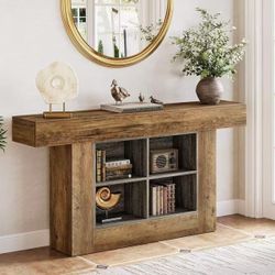 LD0025 63-Inch Farmhouse Console Table, Long Narrow Sofa Table with Storage, Entryway Table Behind Couch, Large Foyer Table for Living Room, Hallway (