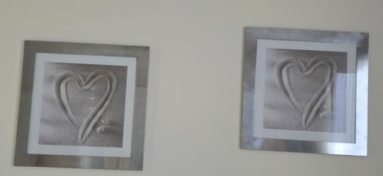 Set of 2 Framed Heart in Sand Wall Art