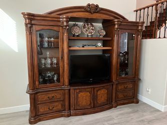 Dark Wood TV Console Entertainment Center