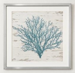 Silver Matt Framed Teal Coral Wall Art Print