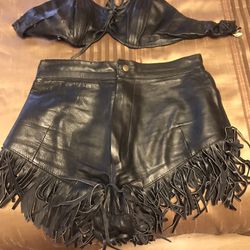 Leather Shorts And Leather Bra