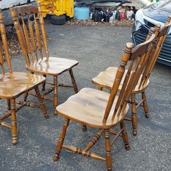 4 Solid Wood Dining Kitchen Chairs