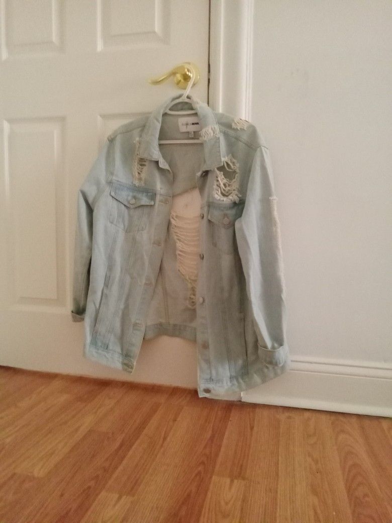 FashionNova: Sky blue Trucker Jacket.